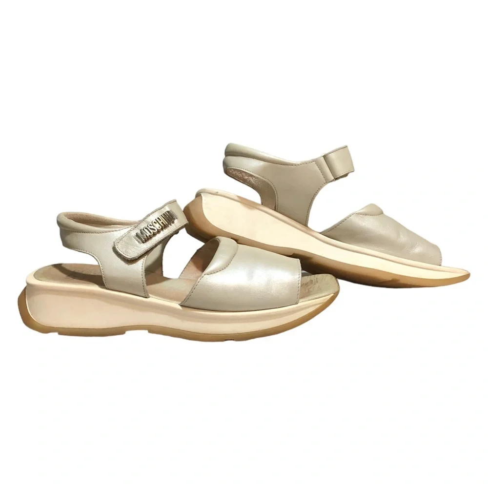 LOVE MOSCHINO Calfskin Logo Platform Sandals